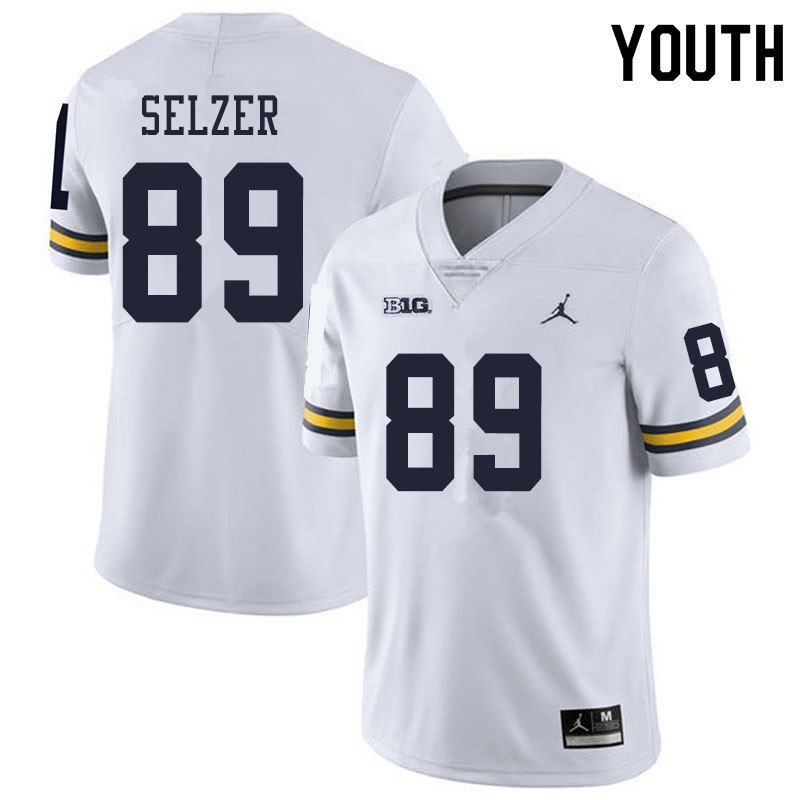 Youth #89 Carter Selzer Michigan Wolverines College Football Jerseys Sale-White